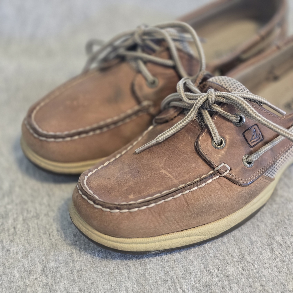 Sperry Brown Leather Boat Shoes Size 6.5 Women Slipon - Picture 2 of 7